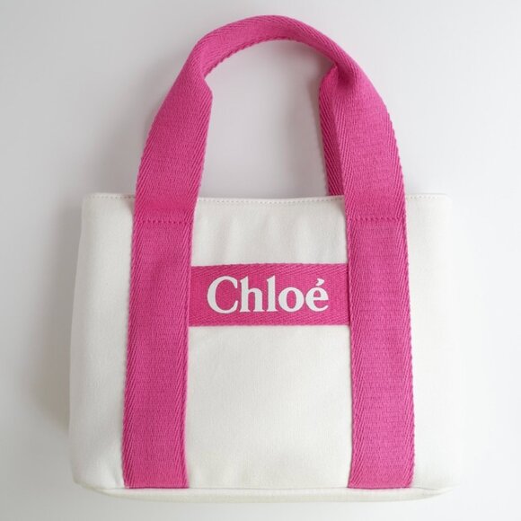 Authentic Preowned Chloe White/Pink Canvas Two Way Bag - Picture 8 of 16